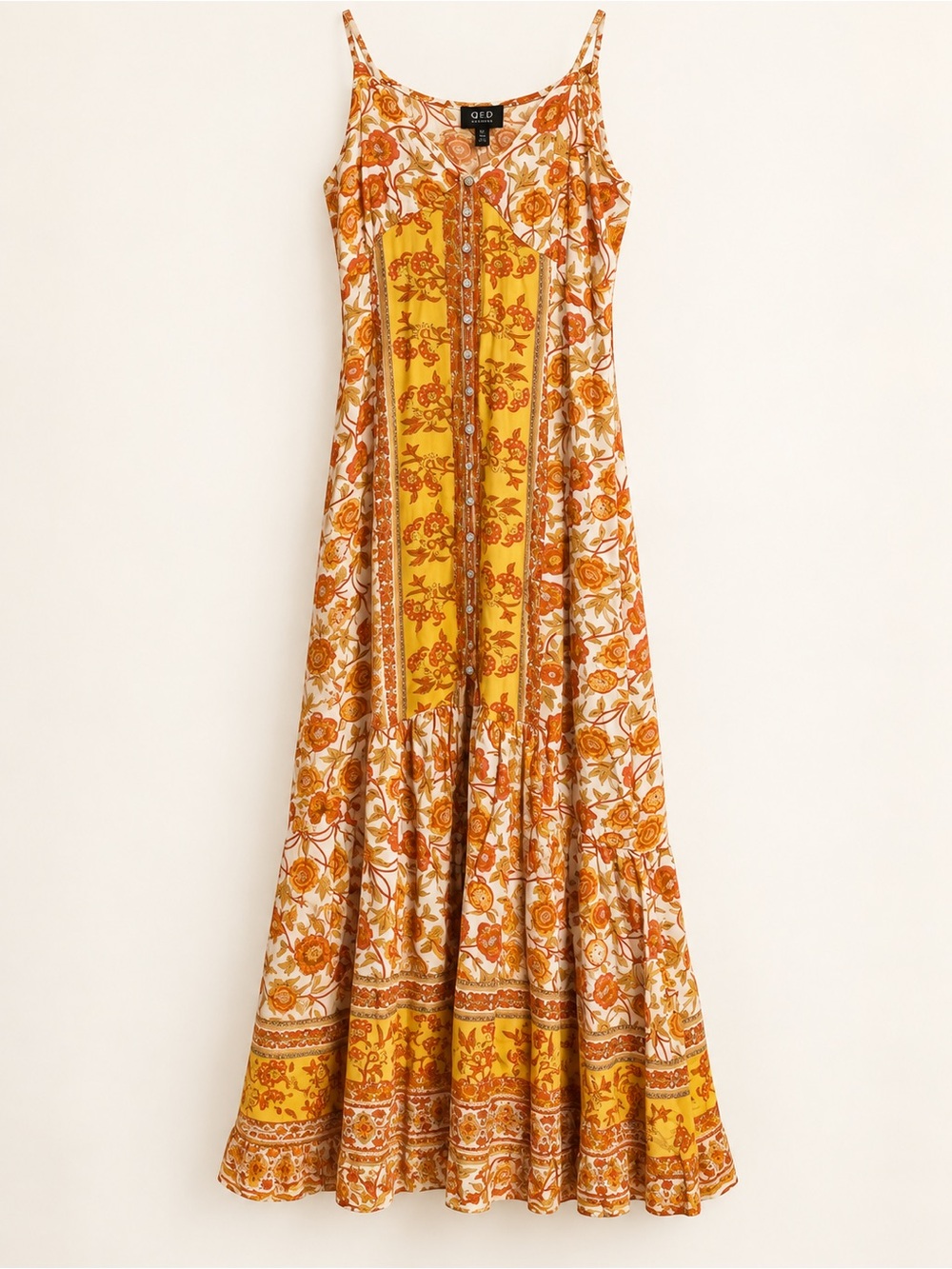 QED London Yellow and Orange Floral Maxi Dress